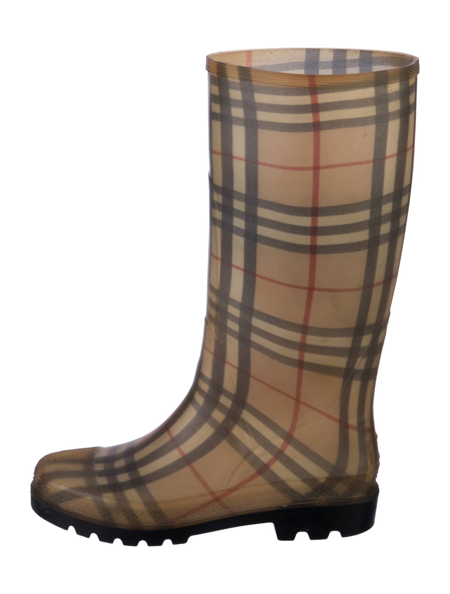 Burberry Rubber Plaid Print Rain Boots